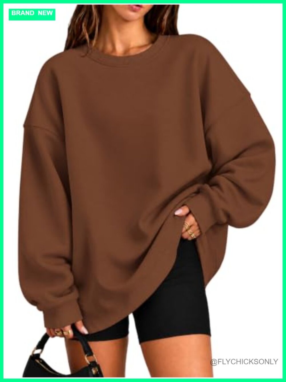 Oversized Crewneck Fleece Sweatshirt Long Sleeve Pullover Kangaroo Pocket